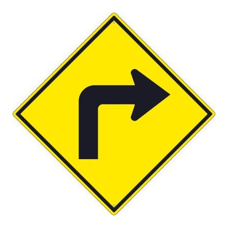National Marker Co NMC Traffic Sign, Right Turn Arrow Graphic Sign, 30in X 30in, Yellow TM240K
